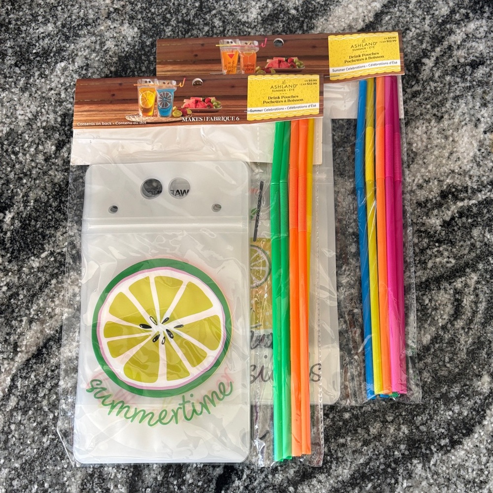 Ashland Summertime Lemon Pouches with Colorful Straws